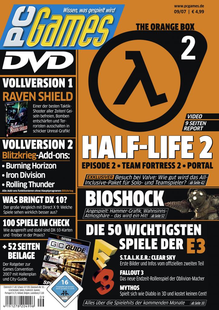 [10/09/2009] PC Games Ausgabe 09/07 - Titelthema: Half-Life 2 - The Orange Box, Bioshock und die E3