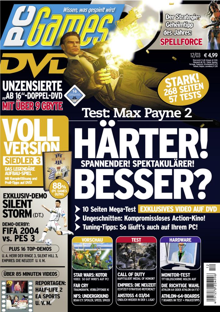 [10/09/2009] PC Games Ausgabe 12/03 - Titelthema: Max Payne 2