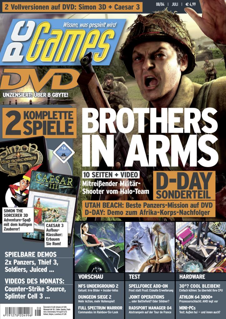[10/09/2009] PC Games Ausgabe 08/04 - Titelthema: Brothers in Arms