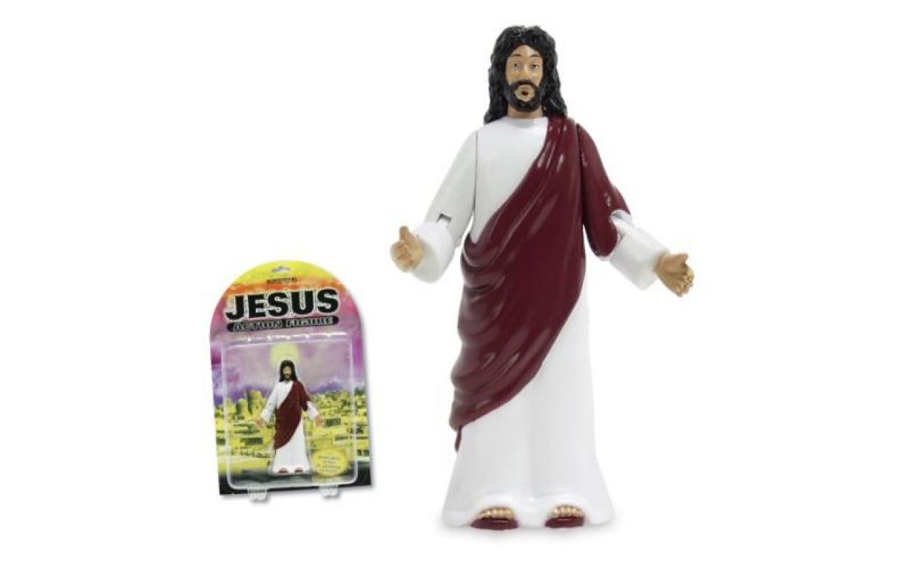 [08/09/2009] Jesus >>> Heiligkeit für den Schreibtisch: Die Jesus-Action-Figur gehört zu den coolsten Figuren überhaupt. Räder unter den Füßen lassen den Sohn Gottes über glatte Oberflächen „schweben“. Figuren-Größe: Ca. 13 cm. Kosten: 9,99 Euro plus Versand, Shop-Link: Jesus Action-Figur.