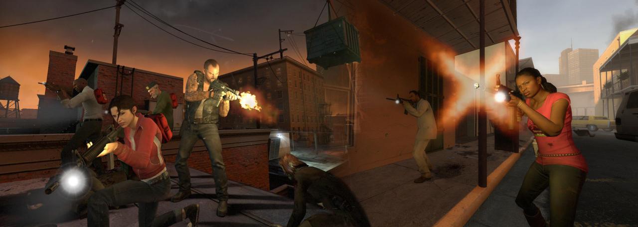 [12/09/2009] Frauenpower: Links bekommen Sie unter anderem Zoey aus Left 4 Dead (dt.) zu Gesicht, rechts sehen Sie Rochelle aus Left 4 Dead 2 in Aktion. 