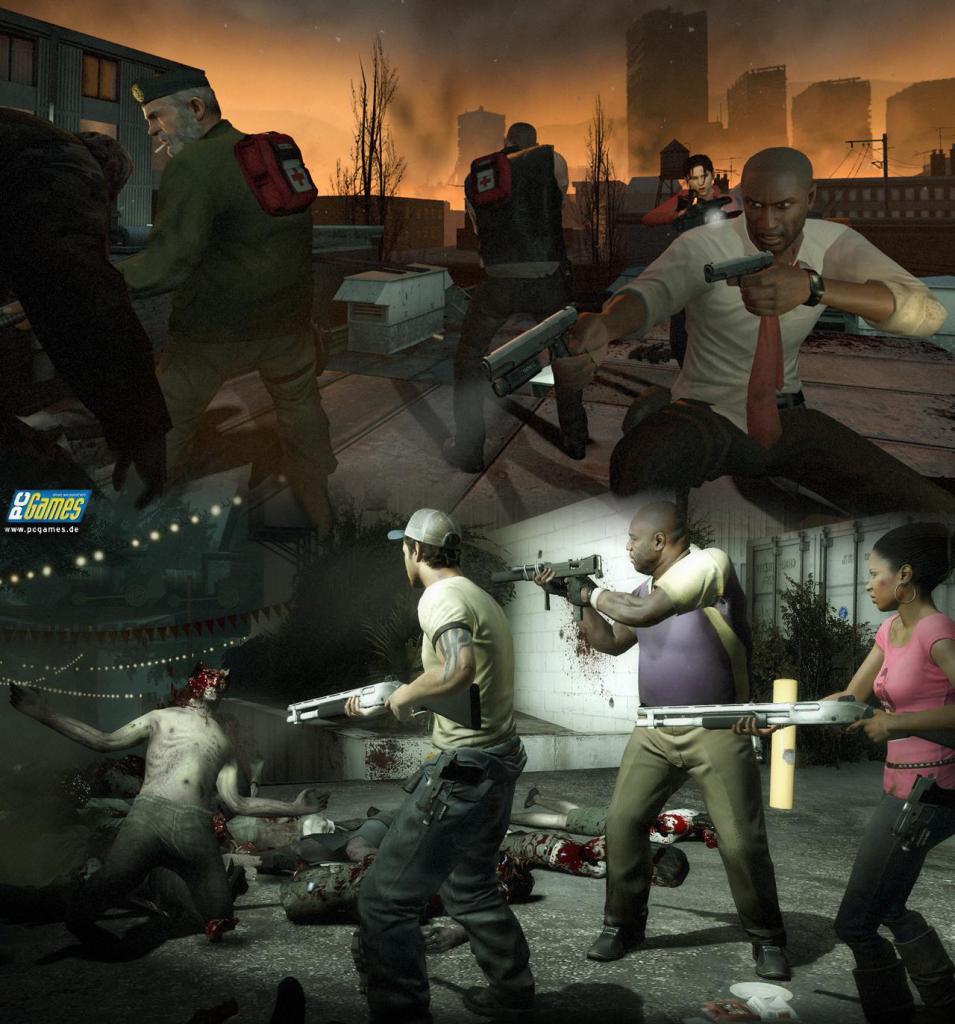 [12/09/2009] Helden im Bildervergleich: Oben mit dem ersten Teil, unten mit Left 4 Dead 2.