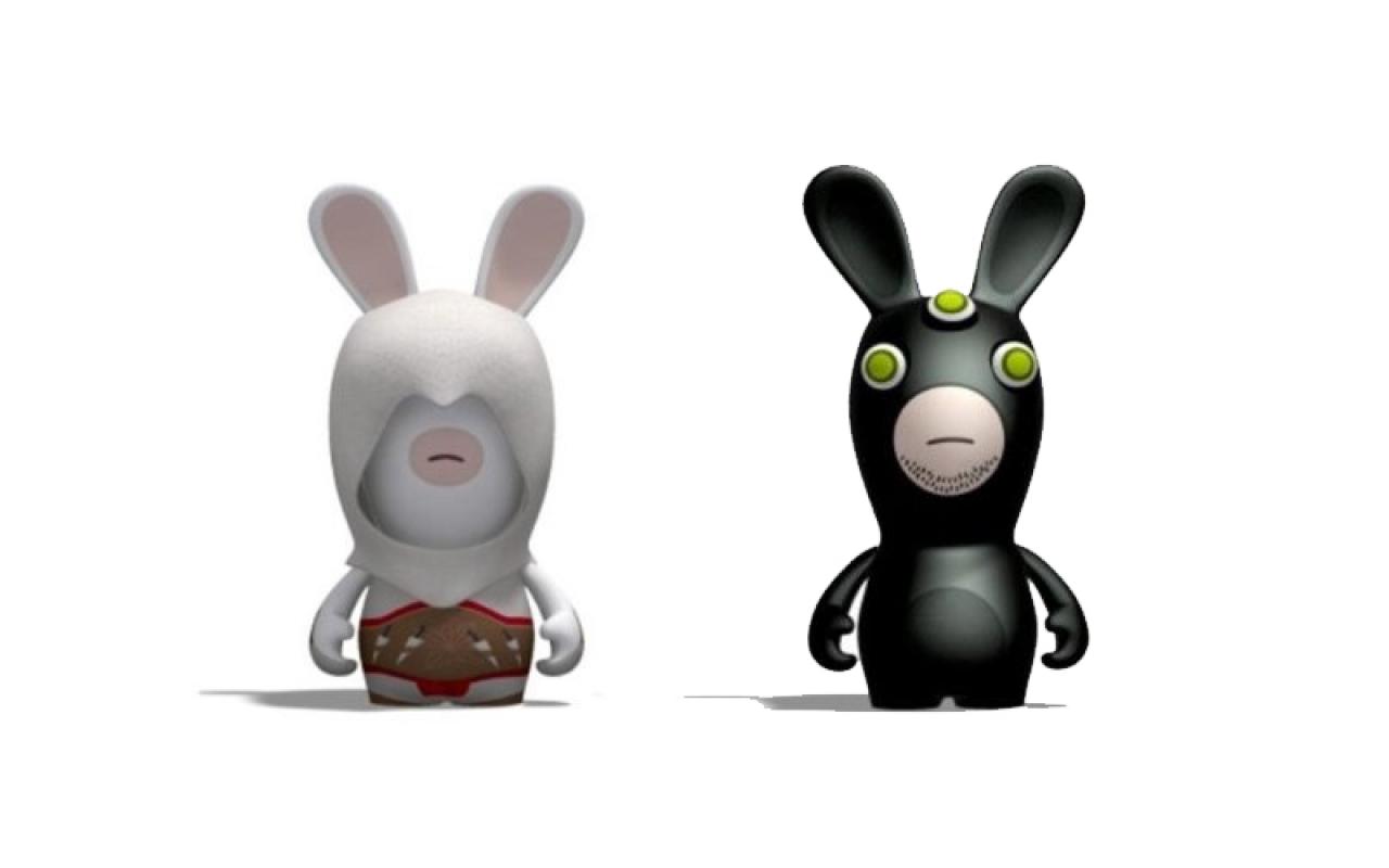 [08/09/2009] Rayman Raving Rabbids: Splinter Cell- und Assassin’s Creed-Design >>> Die Rabauken-Hasen nicht zu mögen, fällt ob ihrem symphatischen Hang zur maßlosen Selbstüberschätzung schwer. Besonders abgedreht allerdings sind diese beiden, raren Exemplare: Hase im Sam Fisher-Kostüm und Hase im Altair-Kostüm. Figuren-Größe: Je ca. 8cm. Kosten: Je 8 Euro, Shop-Links: Splinter-Cell-Hase, Assassin's-Creed-Hase.