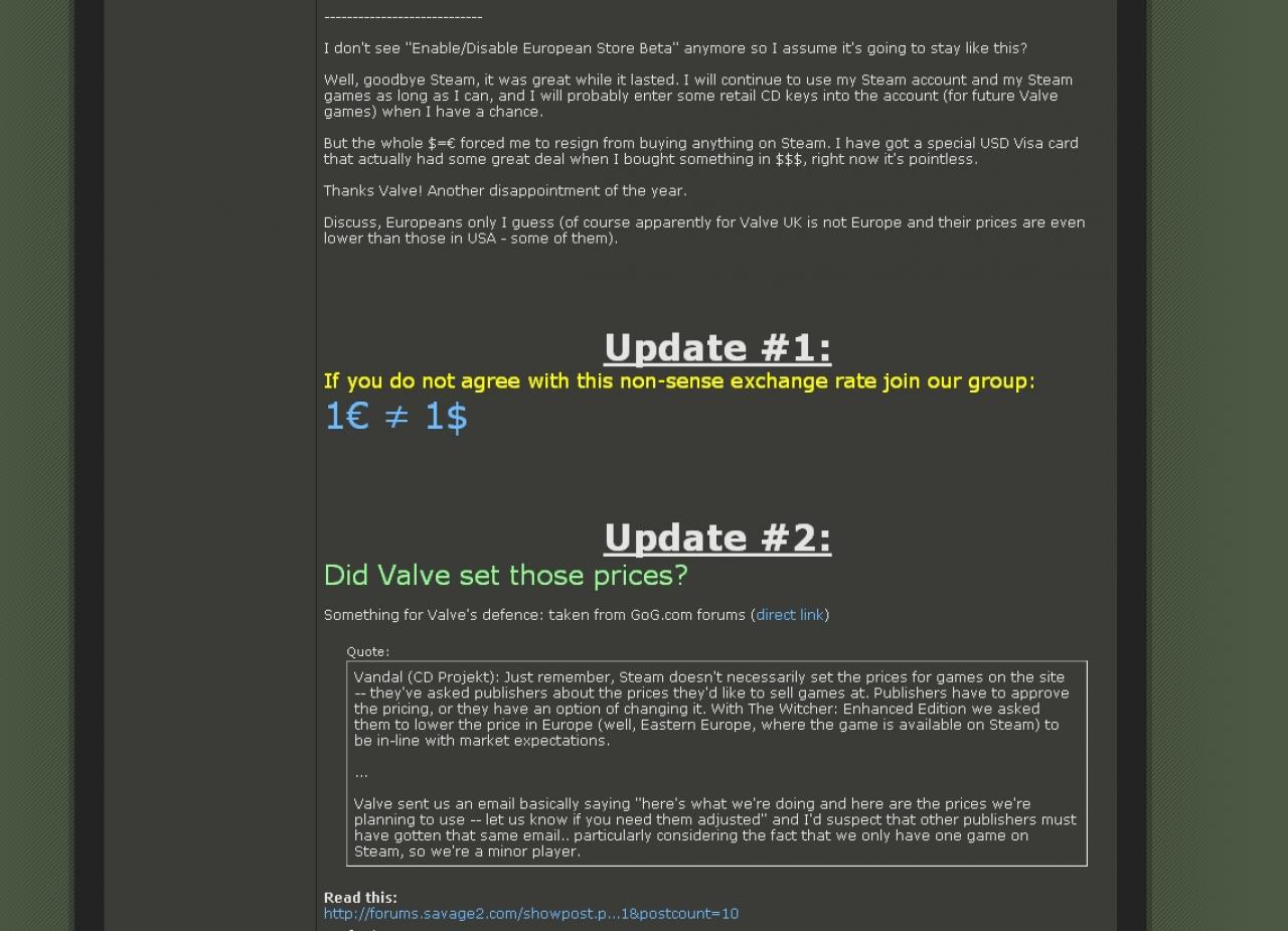 [17/09/2009] Diskussions-Thread im Steam-Forum: 1$ = 1€?