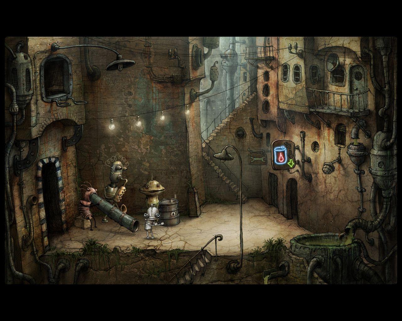[28/10/2009] Die bizarre Roboterwelt erstrahlt in einem ungewöhnlichen, aber gelungenen 2D-Grafikstil.