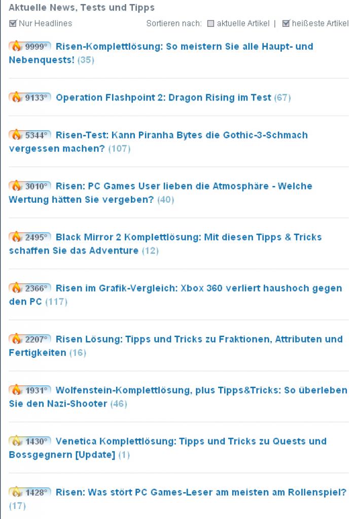 [14/10/2009] Auch bei der Sortierung nach 