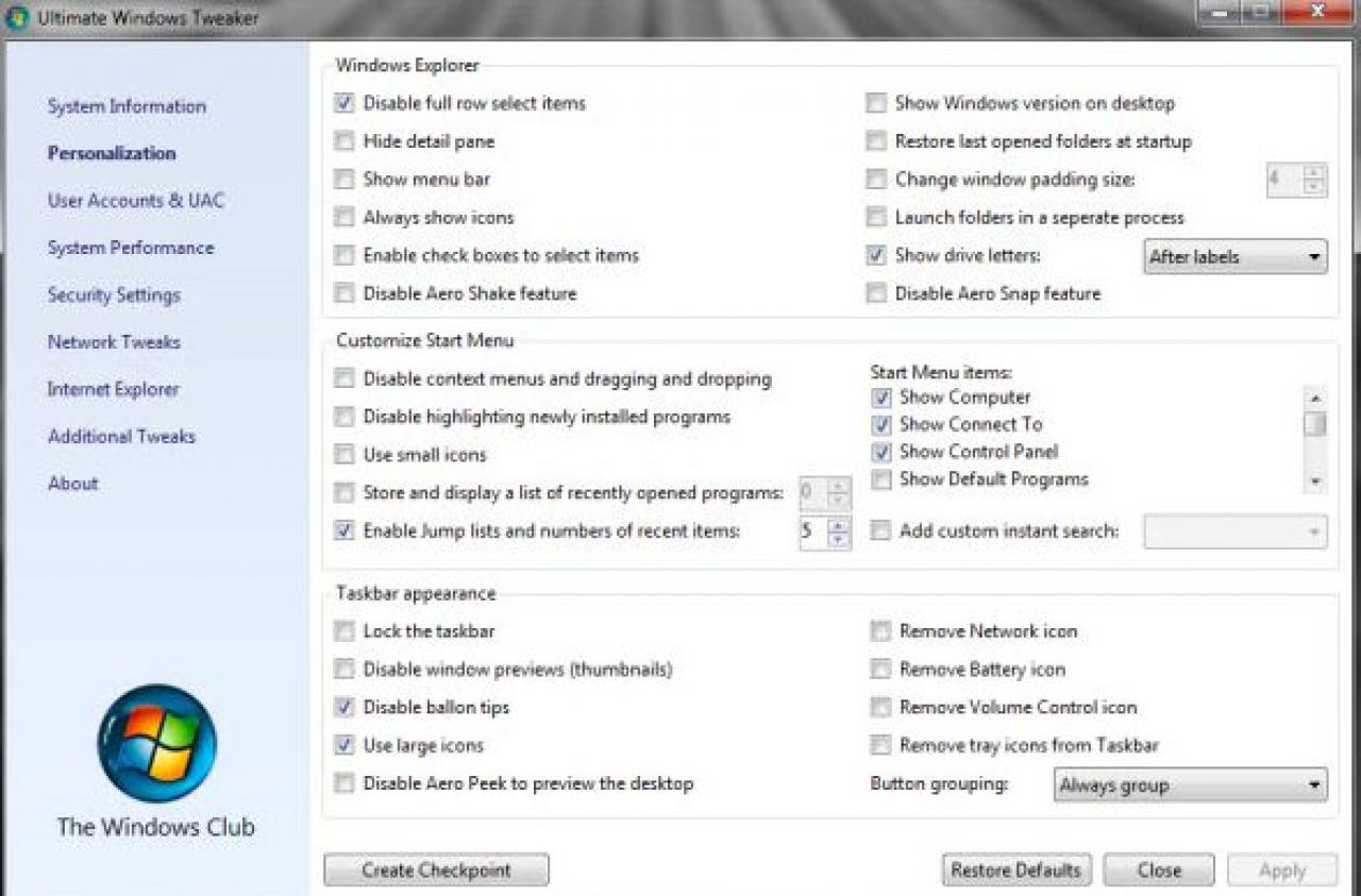 [27/10/2009] Ultimate Windows Tweaker