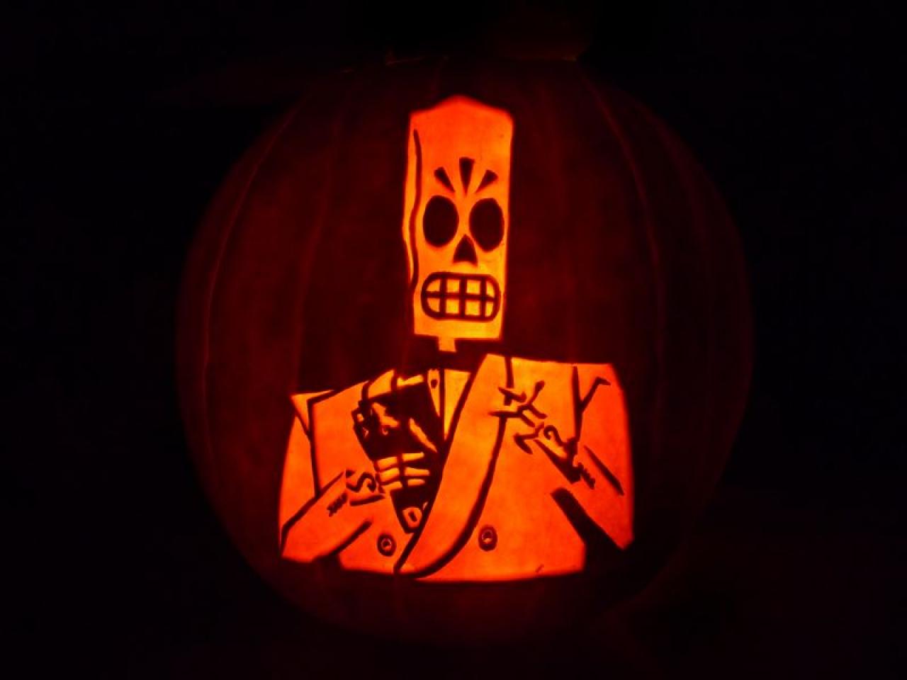 [22/10/2009] Die besten Kürbisse mit Gaming-Design - hier: Grim Fandango.