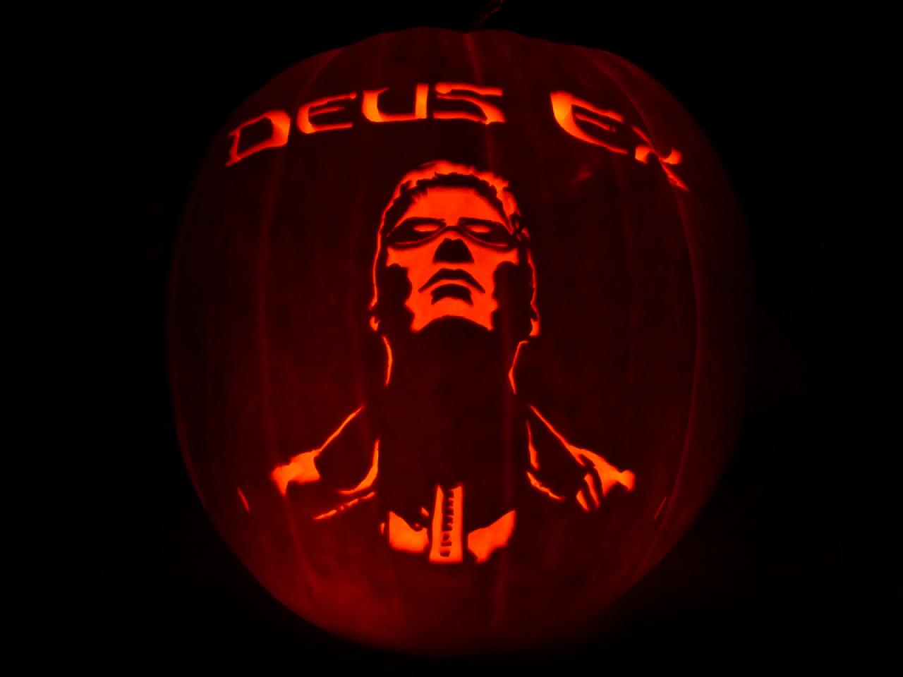[22/10/2009] Die besten Kürbisse mit Gaming-Design - hier: Deus Ex.