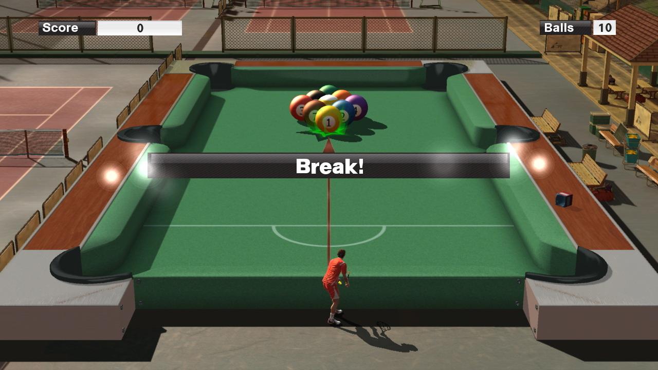 [23/10/2009] Eines der Minispiele - eine Runde Tennis auf einen Billardtisch.