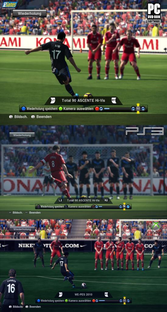[16/10/2009] Eine typische Freistoß-Situation in PES 2010 - auf PC, Xbox 360 und PS3.