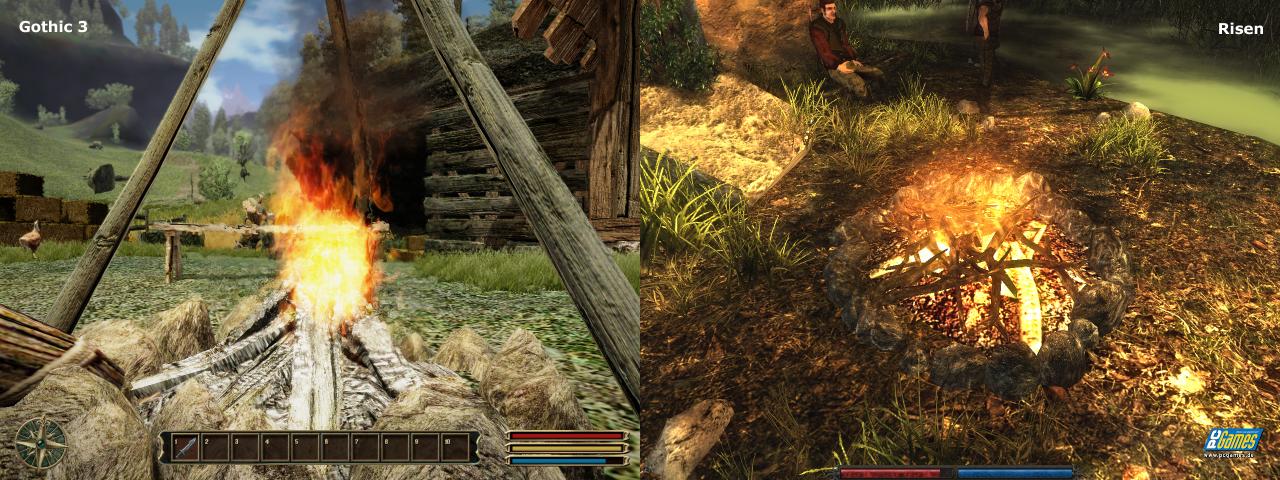 [08/10/2009] Die Feuerstelle in Risen wirkt realistischer als die aus Gothic 3.