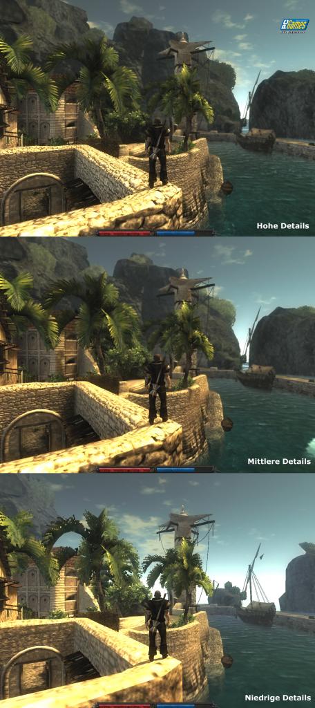 [08/10/2009] Schön zu erkennen: Texturdetails, Sichtweite und Shaderqualität machen sich deutlich bemerkbar. 