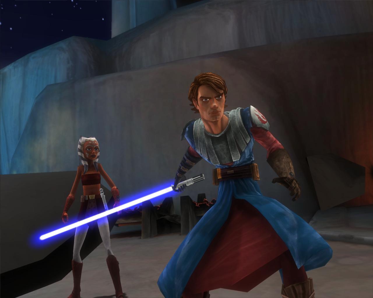 [16/10/2009] Zu Beginn spielen Sie mit Anakin und seiner Padawan-Schülerin Ahsoka. Springen und Hauen, mehr gibt’s nicht.