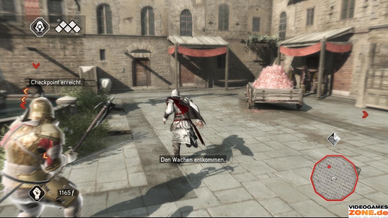 [17/11/2009] Weiter geht es beim nächsten Ausrufezeichen. Auf dem großen Platz wohnen Sie der Hinrichtung bei und flüchten anschließend vor den Wachen. Am einfachsten ist es, sich auf eines der umliegenden Dächer zu retten.