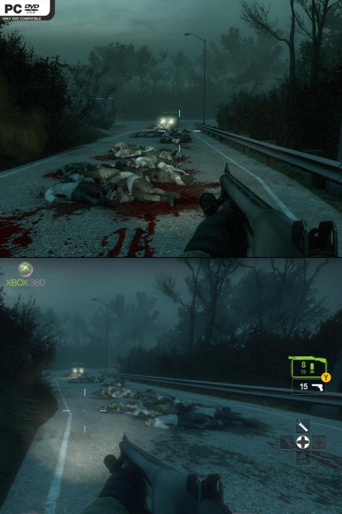 [19/11/2009] Left 4 Dead 2: PC gegen Xbox 36 - Im Gegensatz zur Xbox 360-Version ist das Blut am Boden und an den Wänden in der PC-Version rot.