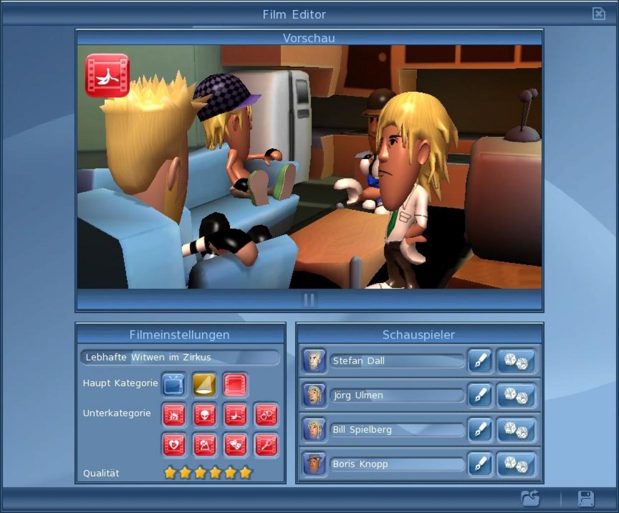 [25/02/2010] Mit simplen Optionen erstellen Sie einen eigenen Film, der dann später auch im Spiel bereitsteht.