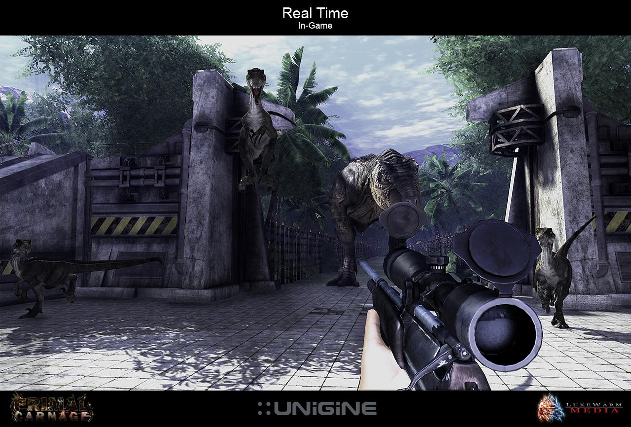 [07/02/2010] Für Ende des Jahres wird der Dino-Koop-Shooter Primal Carnage versprochen. Die Turok-Wiedergeburt lässt sie unter anderem in die Haut eines T-Rex schlüpfen. Zum Einsatz kommt die Unigine-Engine.