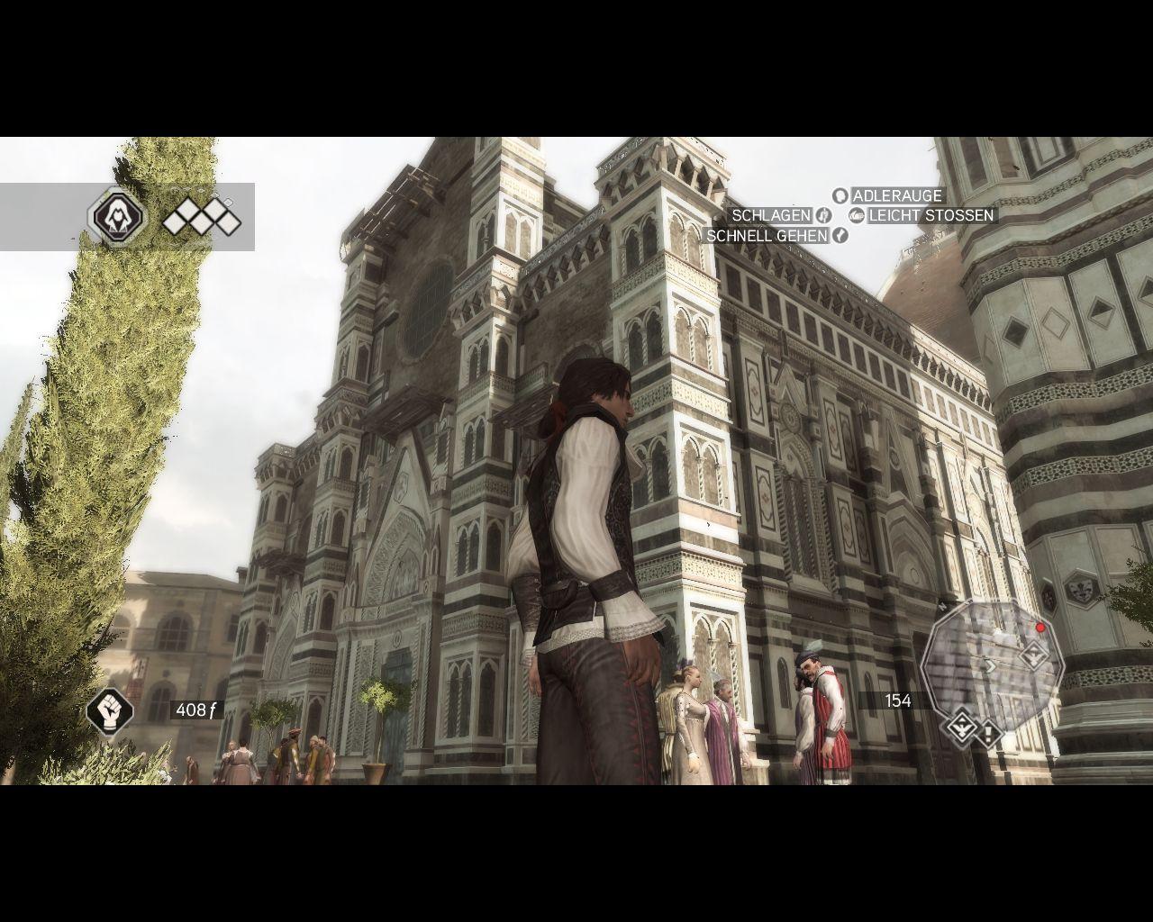 [23/03/2010] Im Spiel hat der Dom die selbe Fassade wie sein heutiges reales Gegenstück. Da die Fassade aber erst nach Ezios Zeit gebaut wurde, stimmt das Spiel an dieser Stelle nicht mit der Realität überein. Hübsch anzusehen ist es trotzdem. 