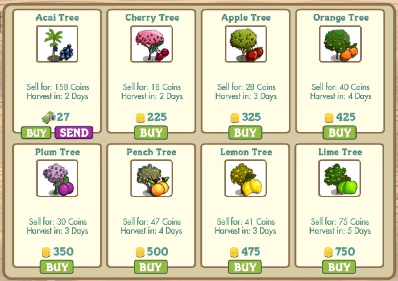 [24/03/2010] Bäumchen wechsel dich: Nur acht von 17 Farmville-Bäumen können Sie mit Coins kaufen - den Rest müssen Sie sich von Ihren Nachbarn schenken lassen.