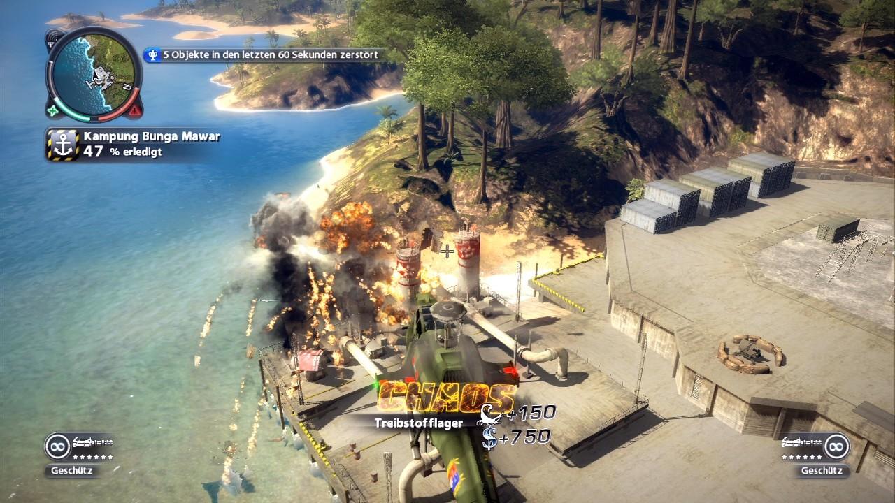 [25/03/2010] Just Cause 2: Die Spielwelt in Just Cause 2 ist gigantisch. Zwar gibt es kaum dynamische Ereignisse, wenn ihr euch aber nur austoben wollt und für Chaos sorgen möchtet, könnt ihr trotzdem viele Stunden mit dem Actionspiel verbringen.