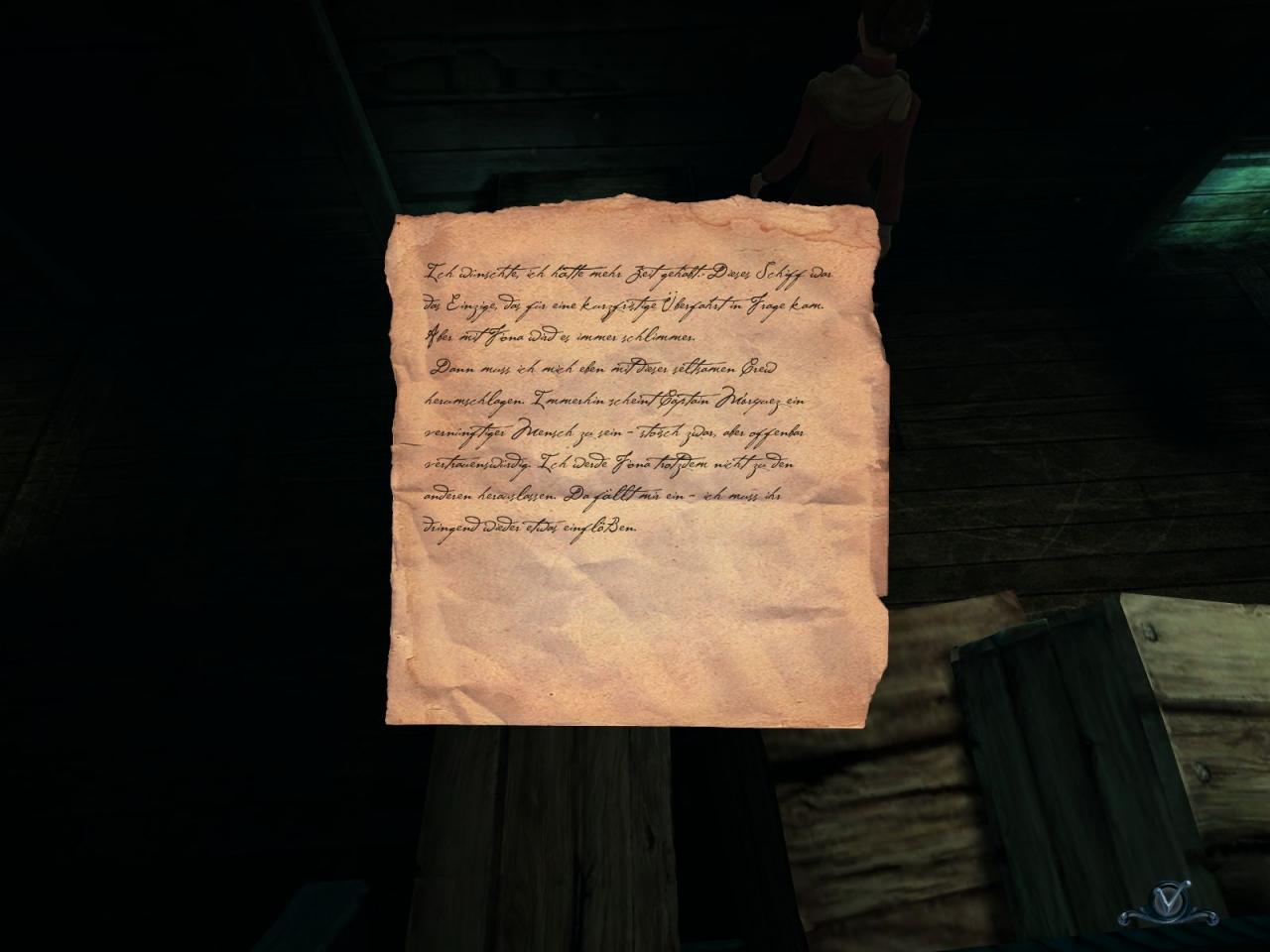 [07/05/2010] Anna findet Briefe und Tagebuchseiten der ehemaligen Besatzung. Doof: alle in derselben Handschrift.