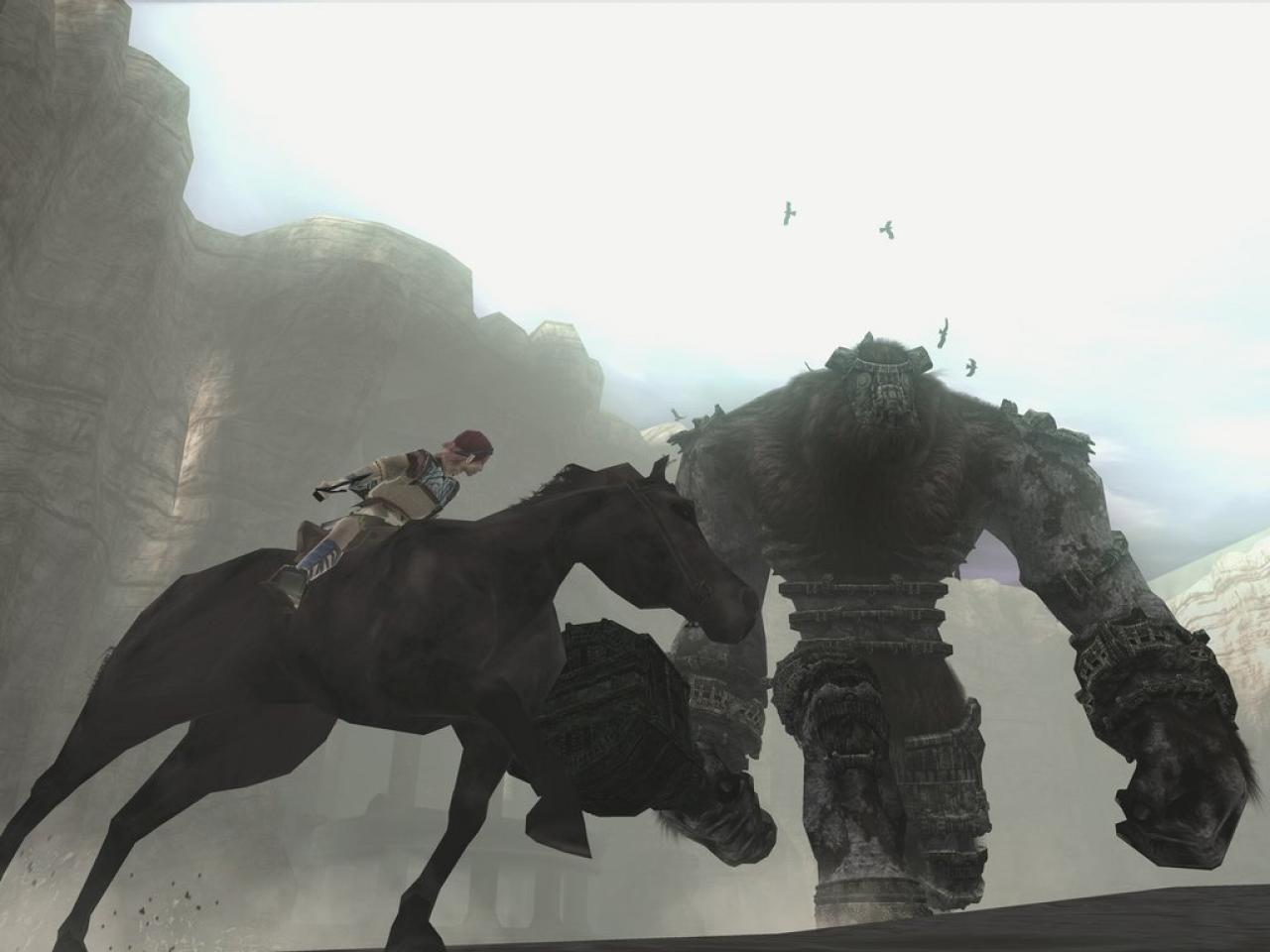 [31/05/2010] Shadow of the Colossus - Die Hauptfigur reitet ebenfalls auf seinem Zossen. Die riesigen Welten sind zu Fuß nicht zu meistern.
