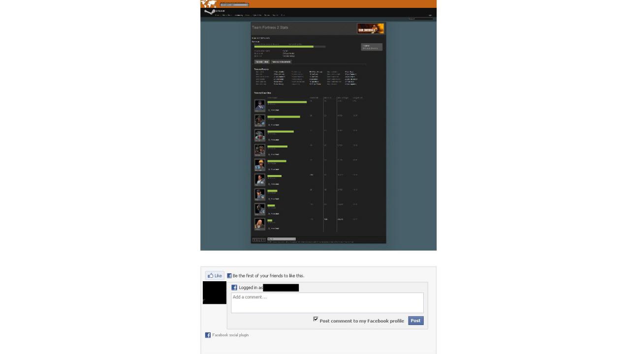 [09/06/2010] Die nicht werbe-relevanten Informationen wie Spielstatistiken, die Facebook an Dritte weiterleitet, erscheinen auf diversen Seiten, damit Facebook-Nutzer diese kommentieren können. Klicken Sie ins Bild für die Details.