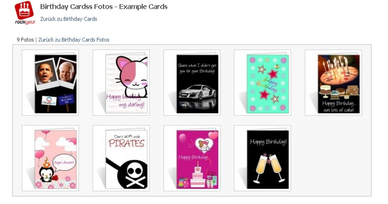 [30/06/2010] Platz 2: Birthday Cards ist eine eigene App auf Facebook zum Versenden von Grußkarten. 34,28 Millionen nutzen dieses Feature.