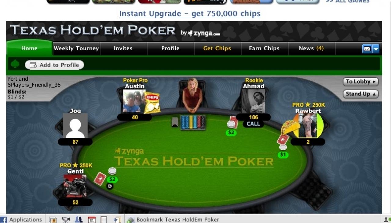 [30/06/2010] Platz 3: Pokern ist auch bei Facebook hochbeliebt. Texas HoldEm Poker schafft es mit 29,1 Millionen Spieler in die Top-3.