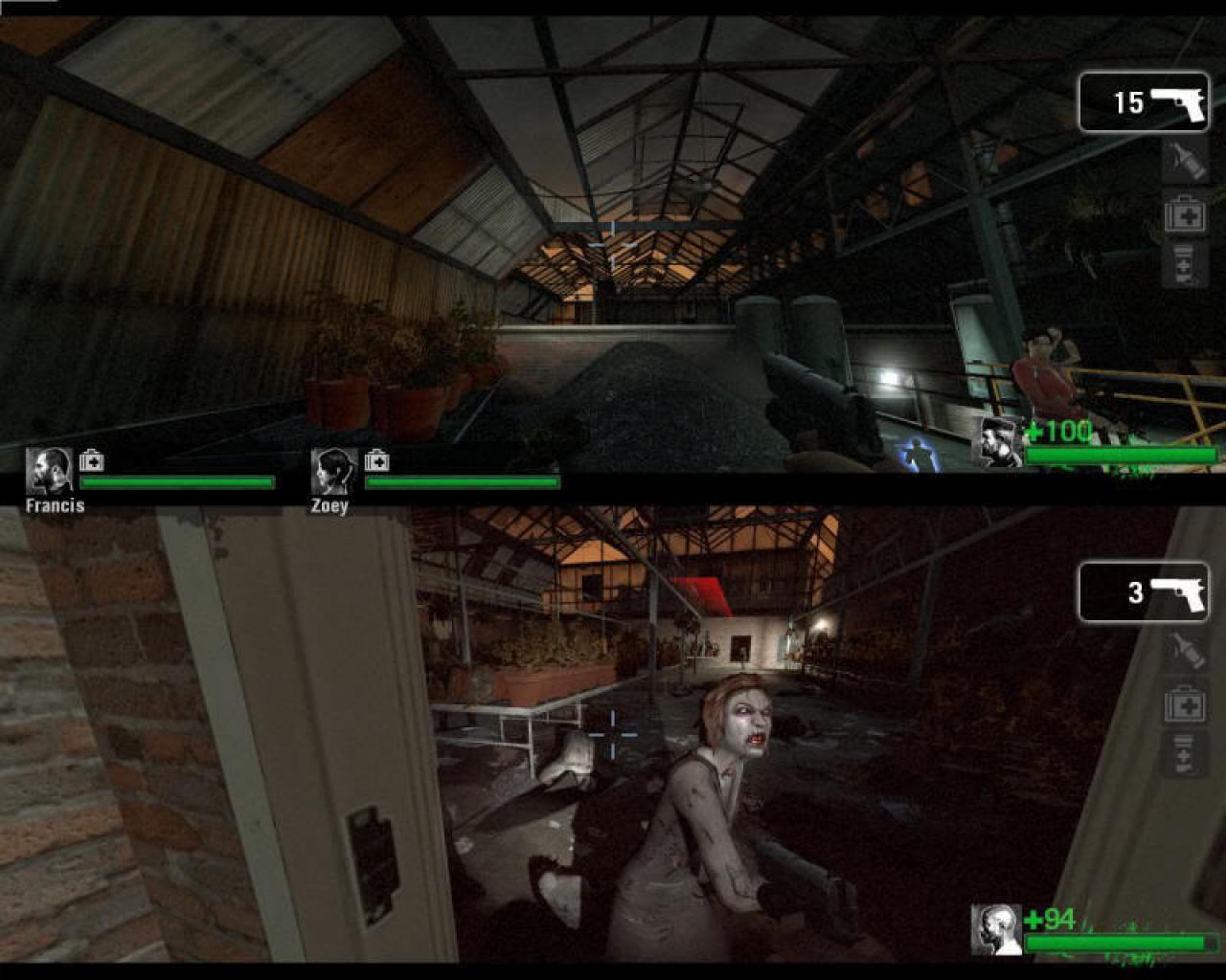 [24/06/2010] Valves Zombie-Shooter Left 4 Dead kann man, wenn die Internetleitung streikt, oder kein Netzwerkpartner zur Verfügung steht, zu zweit an einem Rechner spielen.