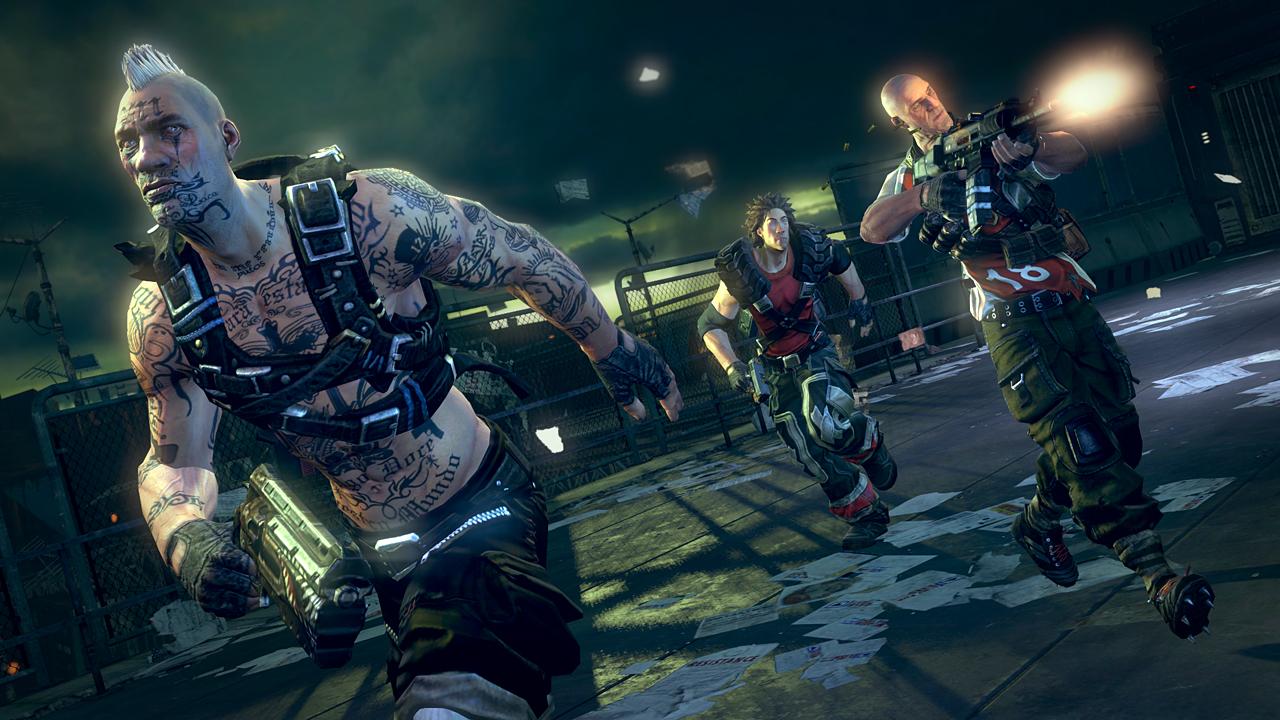[30/07/2010] Brink (2011) - Bethesda geht mit Brink ungewöhnliche Wege: Die Spielerklasse ergibt sich aus der Figur des eigenen Alter Egos. Schlanke Charaktere rennen beispielsweise schneller, stecken dafür aber wenig Schaden ein. Umgekehrt verhält es sich mit Muskelbergen. 