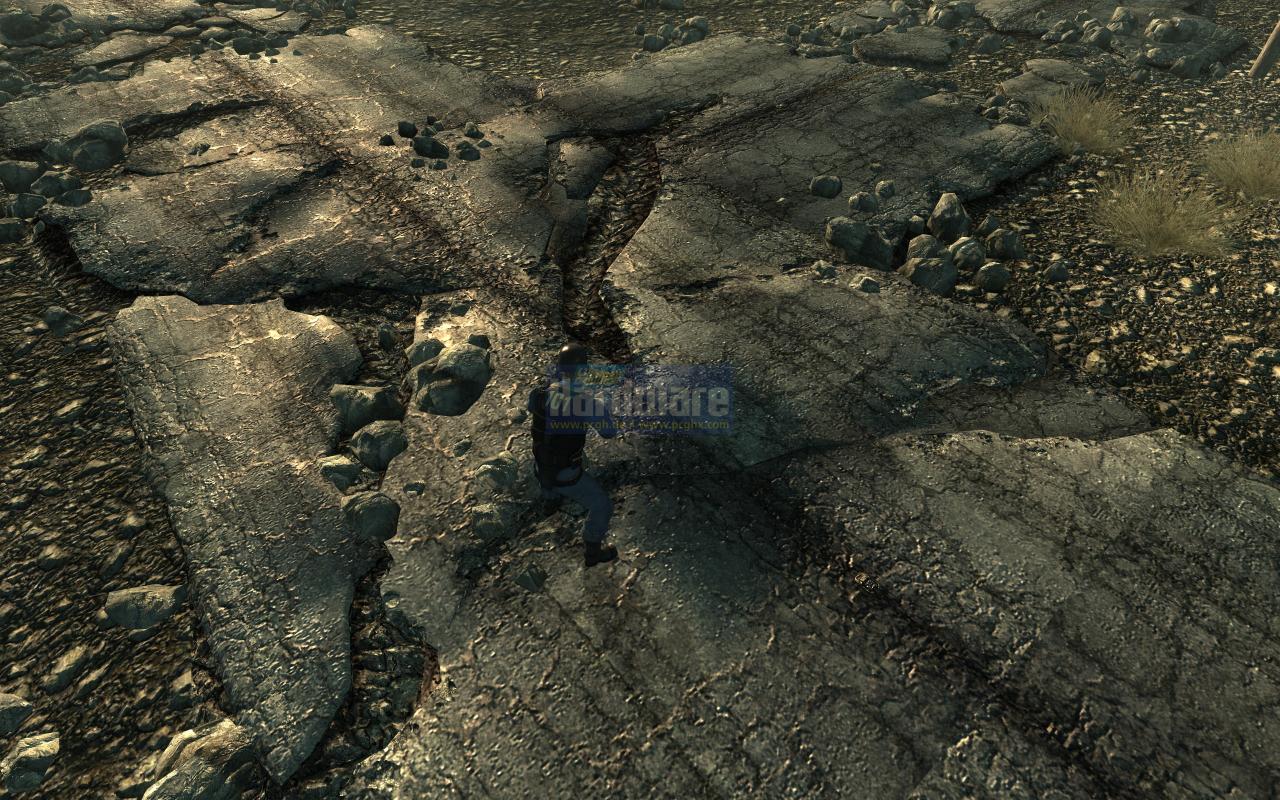 [20/07/2010] Fallout 3 in der Standard-Optik: Der Bodenbelag wirkt, als würden sich Texturen ständig wiederholen.