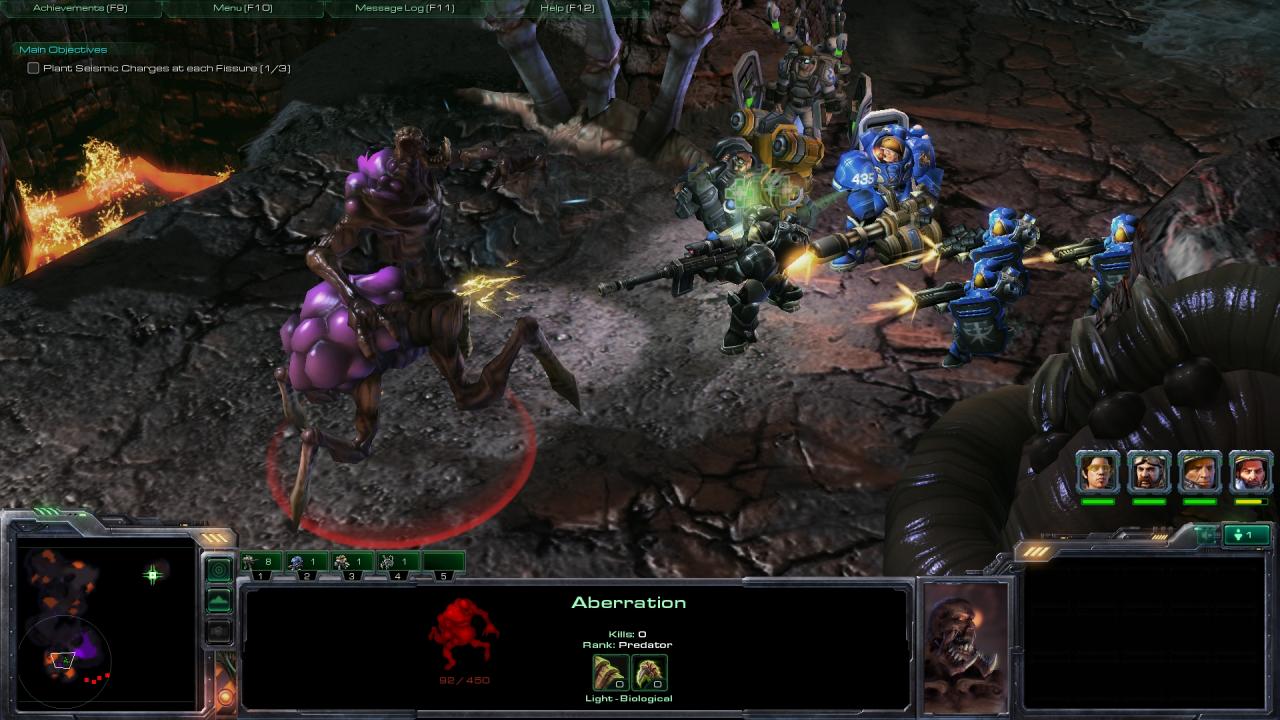 [30/07/2010] Eine der besten Heldenmissionen im Spiel: Raynor und seine drei Kumpels steigen in ein Zerg-Nest hinab. Hier ist taktisches Vorgehen gefragt, ähnlich Dawn of War 2!