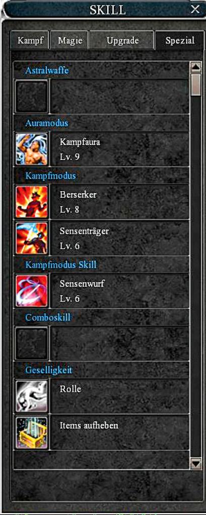 [28/07/2010] Aura- und Kampfmodi erhaltet ihr nur durch entsprechende Quests. Wundert euch also nicht, wenn euer Lehrer diese Skills nicht anbietet.