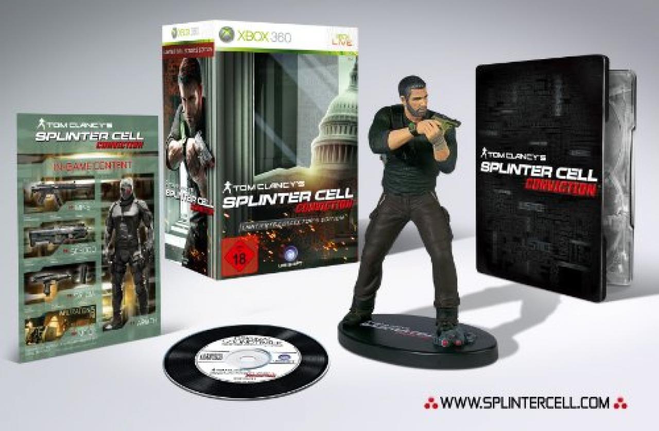 [16/07/2010] Tom Clancy's Splinter Cell: Conviction- Collector's Edition [br]Das gut bestückte Splinter Cell: Conviction-Paket inklusive Spielboni, Sam Fisher-Figur und Soundtrack ist bereits für 63, 51 Euro zu haben