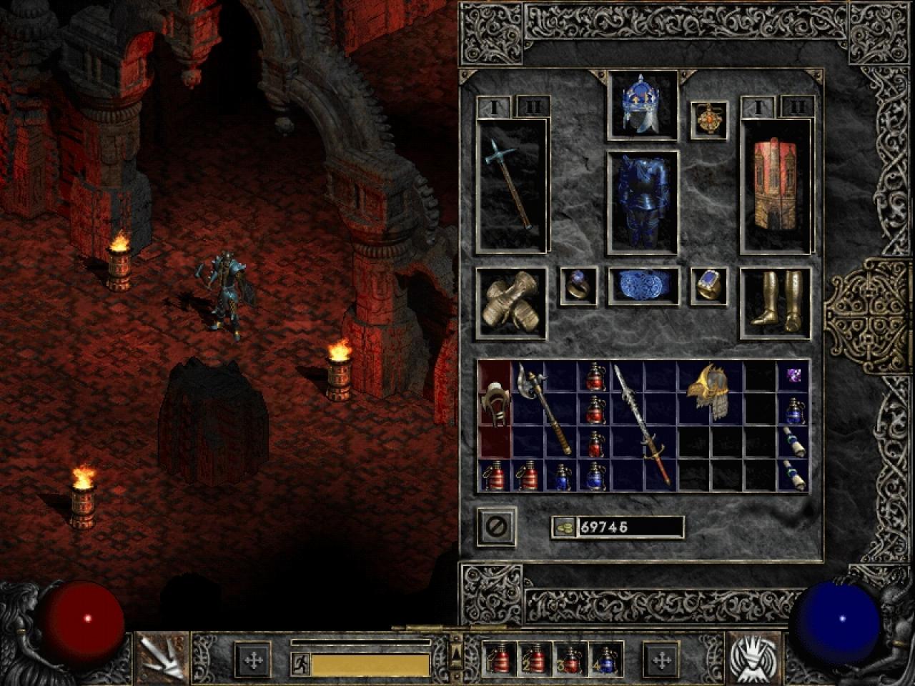[16/08/2010] (2000) In Diablo 2 führte Blizzard einige Komfortfunktionen für die Verwaltung von Gegenständen ein. Einige Gegenstände gleichen Typs (etwa Pfeile) konnten bis zu einer gewissen Anzahl gestapelt werden. Gold nahm sogar keinen Platz mehr in Anspruch.