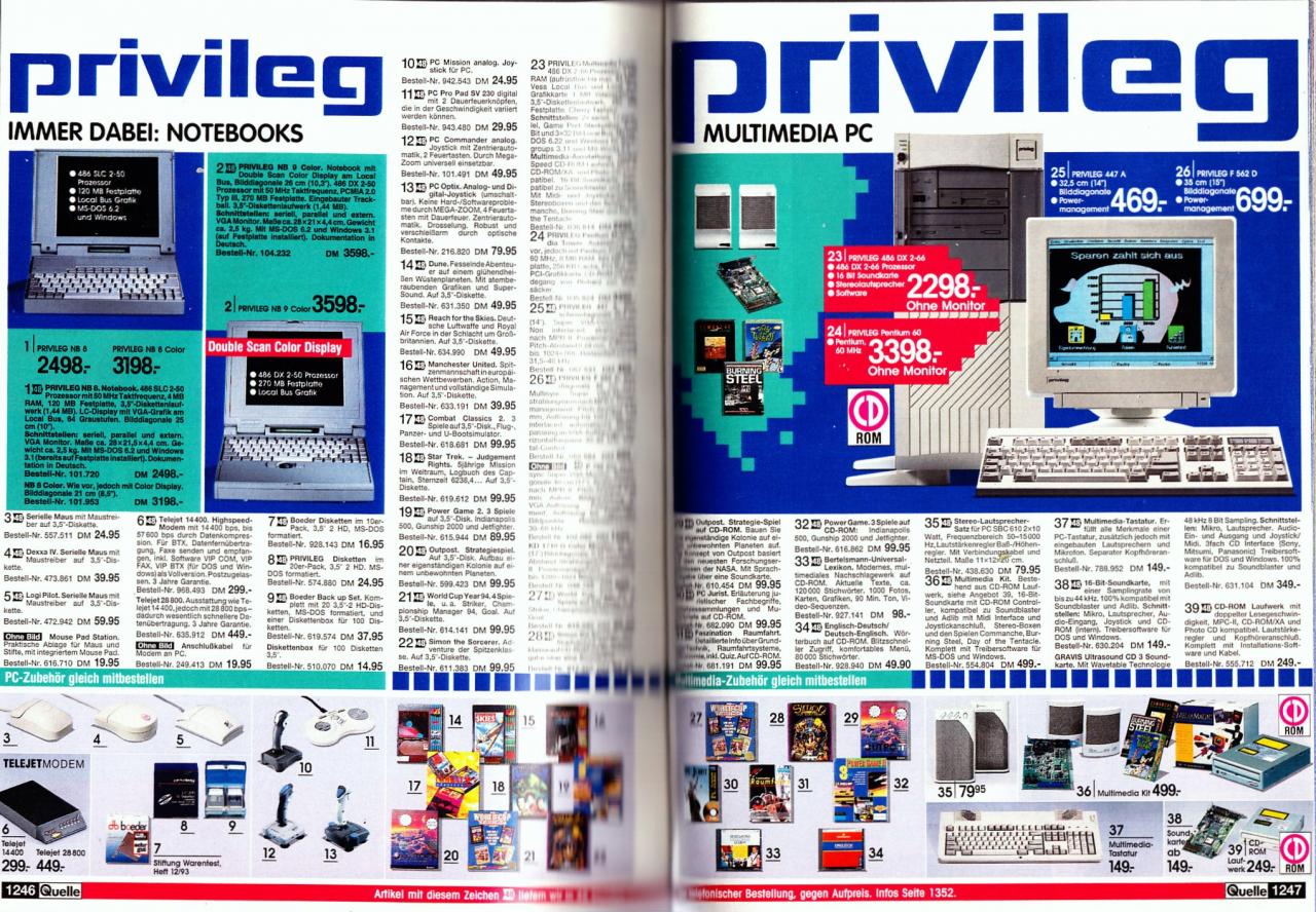 [29/08/2010] Die Hits des Jahres 1995: Rechts unten werden PC-Spiele wie Simon the Sorcerer und Outpost angeboten. Dies war auch die große Zeit der Multimedia-Software auf CD-ROM.