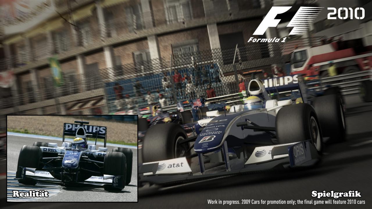 [17/08/2010] Die Rennwagen aller Teams (hier: Saison 2009) wurden im Spiel bis ins kleinste Detail nachempfunden (Szene aus F1 2010).