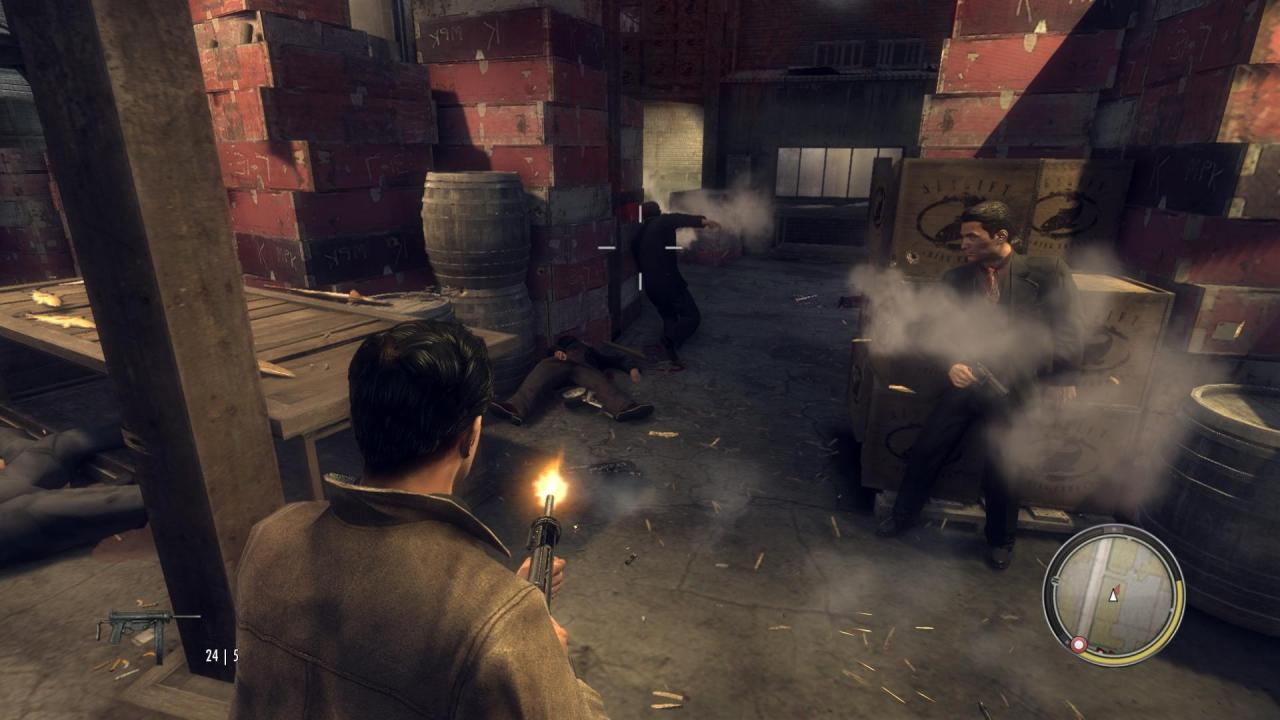[23/08/2010] Wenn Sie einen Gegner über den Haufen knallen, fällt dieser realistisch zu Boden. Das Physik-System in Mafia 2 leistet ganze Arbeit.
