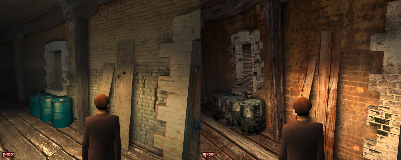 [26/08/2010] Der HQ-Mod für Mafia. Rechts sehen Sie die verbesserte Version.