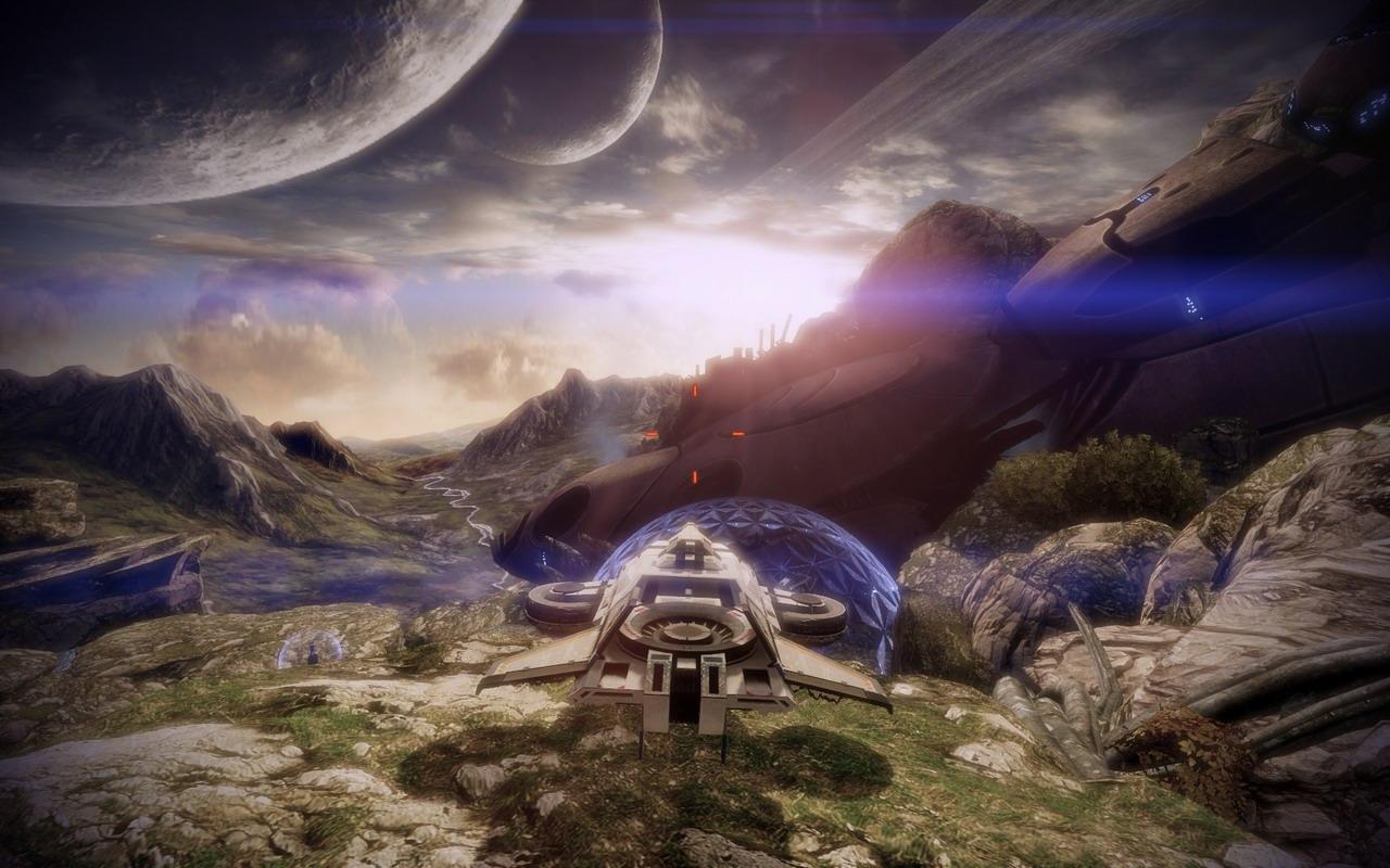 [30/09/2010] Mass Effect 2: Meistens spielt Mass Effect 2 in geschlossenen Gebäuden oder Raumschiffen. Wenn ihr allerdings einen Blick auf den Himmel erhaschen könnt, kann die Kinnlade schonmal nach unten klappen.