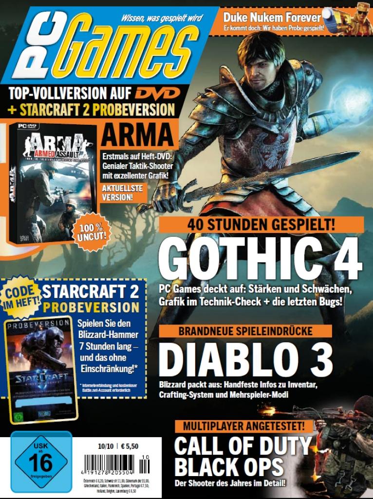 [23/09/2010] Die neue PC Games 10/10 bietet wieder über 140 Seiten Lesestoff.