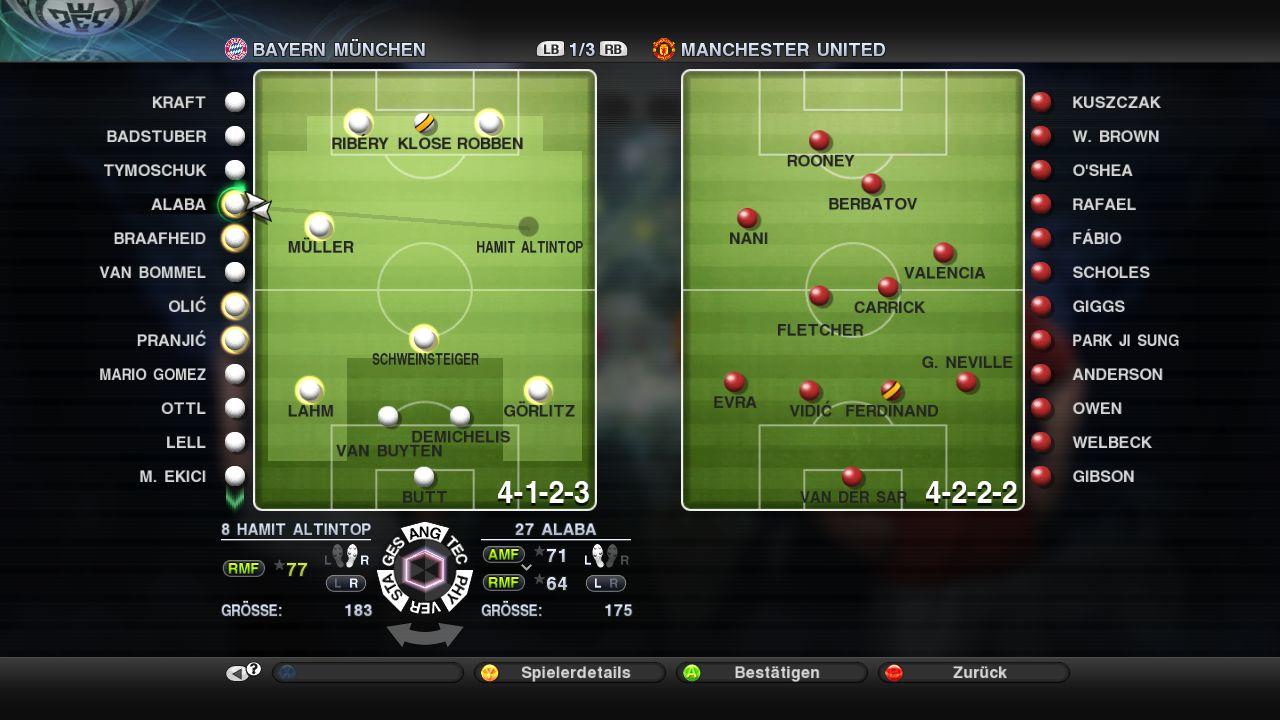 [16/09/2010] Im neuen Aufstellungsbildschirm lassen sich nun die Attribute der Spieler übersichtlich vergleichen. Per Drag & Drop nehmen Sie Auswechslungen im Handumdrehen vor.