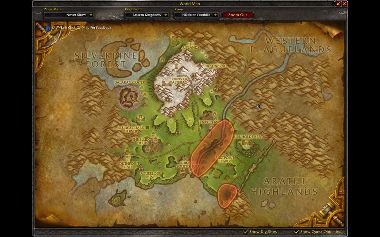 [10/09/2010] WoW Cataclysm: Archäologie - Die Zonenkarten leiten Sie weiter zur Ausgrabungsstätte.