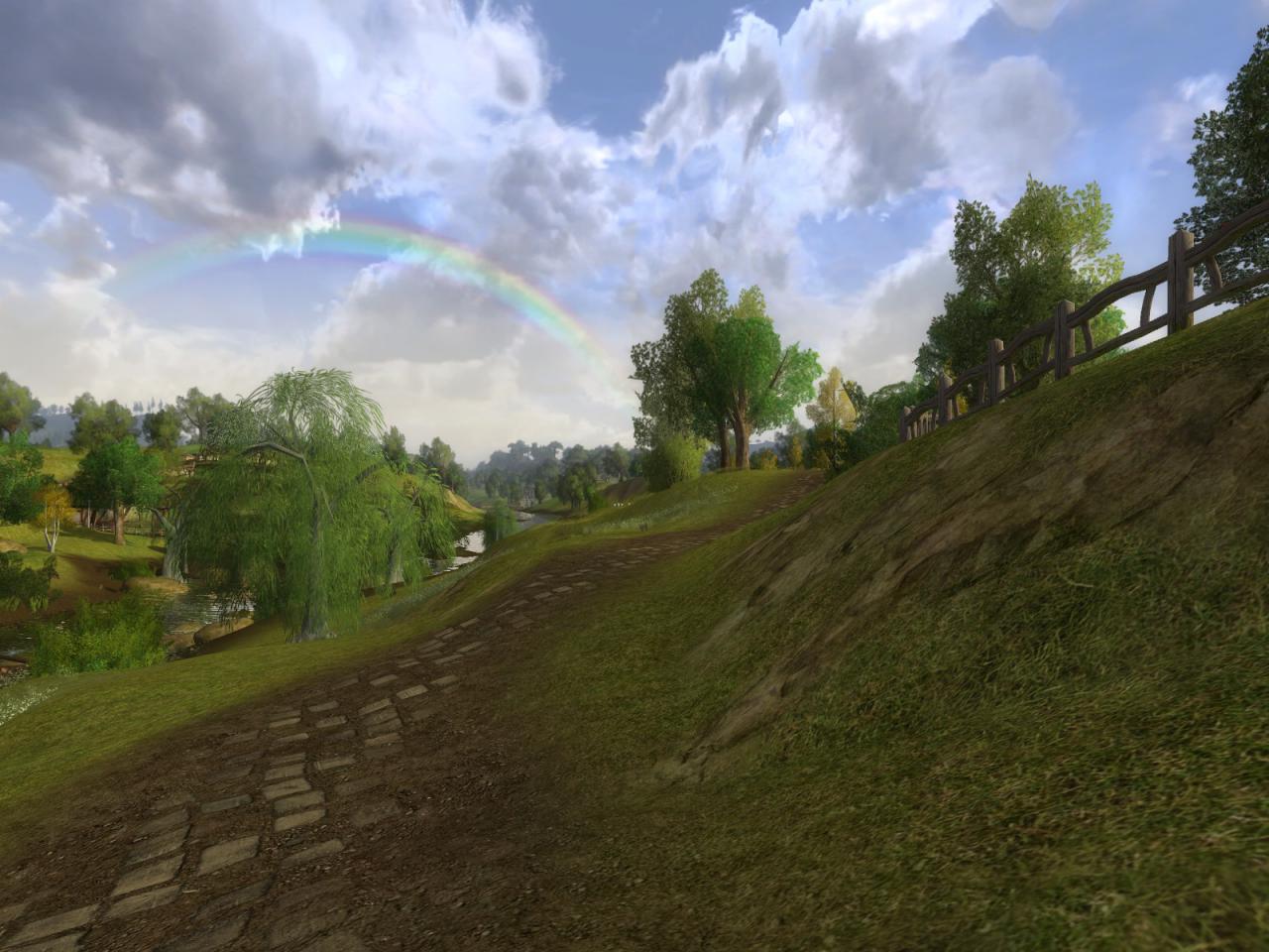 [16/09/2010] Auch Online-Rollenspiele können schön ausschauen. Die Bodentexturen und die Darstellung die Vegetation stellen zwar grafisch nicht das Gelbe vom Ei dar, jedoch weiß der HdRO-Screenshot vom PC Games-User 