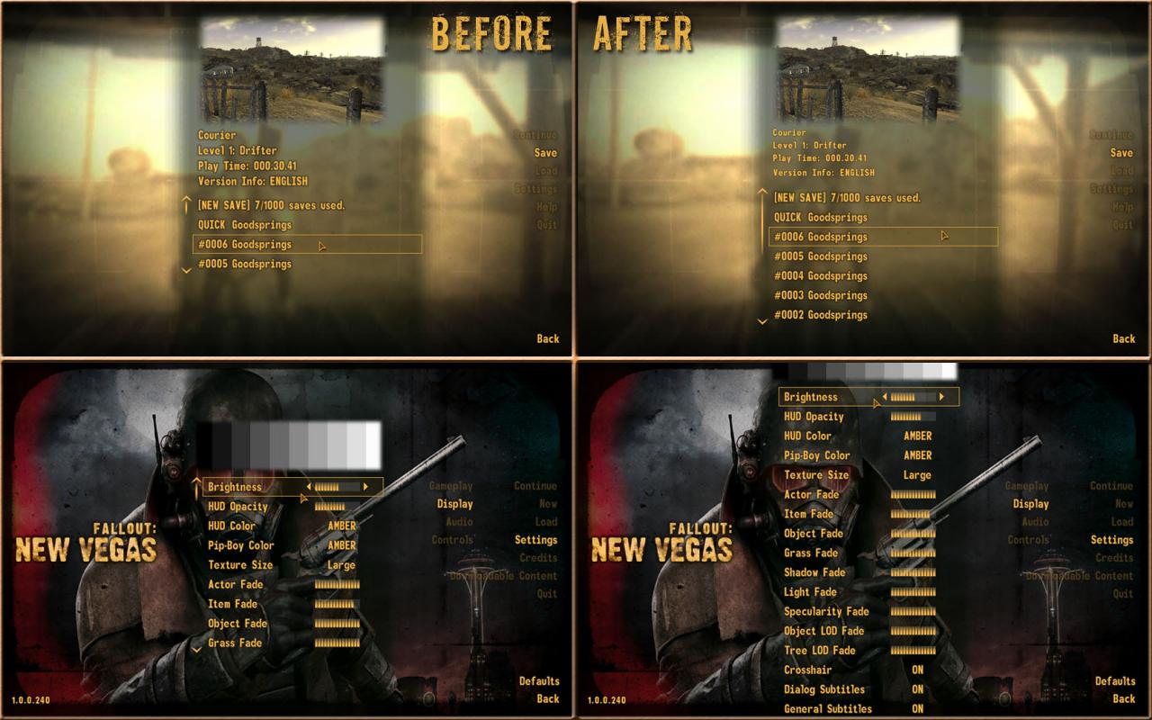 [27/10/2010] Fallout New Vegas-Mods - Hier sehen Sie Vergleichsbilder der neuen Benutzeroberfläche, die mit der MTUI mitkommen.