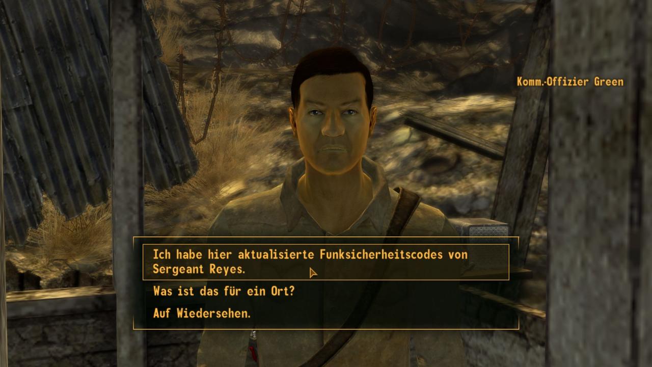 [22/10/2010] Für Tech Sergeant Reyes klappern wir die sechs Rangerstationen im Ödland ab und geben den jeweiligen Kommunikationsoffizieren die neuen Funk-Codes.