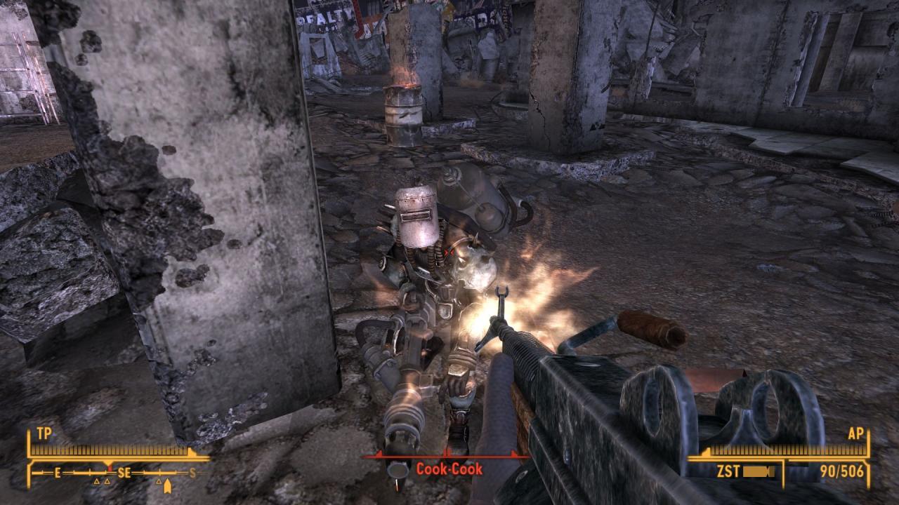 [28/10/2010] Der irre Unhold Cook-Cook lauert im Westen von New Vegas und greift uns am liebsten mit seinem Flammenwerfer an. Für Major Dhatri im Camp McCarran trennen wir dem Schurken den Kopf ab und erhalten eine schöne Belohnung.