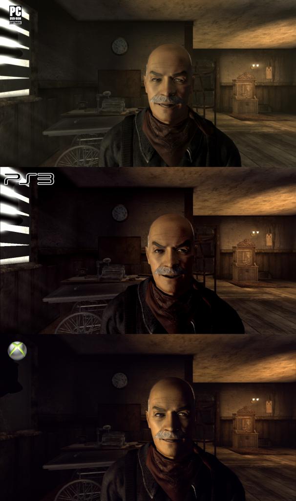[19/10/2010] Der Grafikvergleich zu Fallout: New Vegas. Oben sehen Sie die PC-Version, darunter die Playstation 3-Fassung und ganz unten die Xbox 360-Variante. (2)
